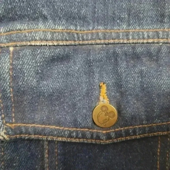 Mickey & Co , Upcycled  Denim Jacket Mickey Mouse Embellished Back Patch - Picture 10 of 10